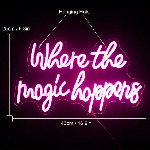 The Magic Happens Neon Sign Led Pink Word Light - Picture 2 of 7